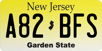 NJ license plate A82BFS