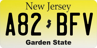 NJ license plate A82BFV