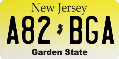 NJ license plate A82BGA