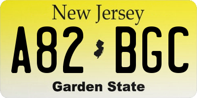 NJ license plate A82BGC