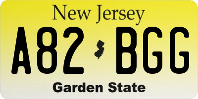 NJ license plate A82BGG