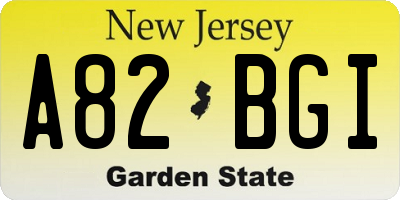NJ license plate A82BGI