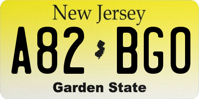 NJ license plate A82BGO