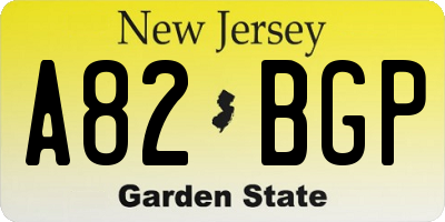 NJ license plate A82BGP
