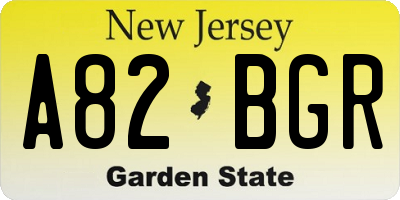NJ license plate A82BGR