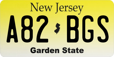 NJ license plate A82BGS