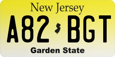 NJ license plate A82BGT