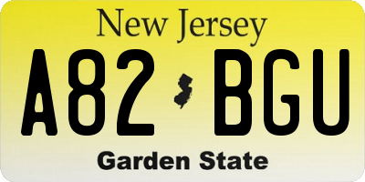 NJ license plate A82BGU