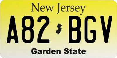 NJ license plate A82BGV