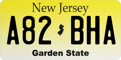 NJ license plate A82BHA