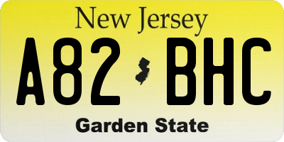 NJ license plate A82BHC