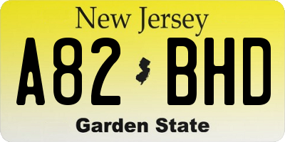 NJ license plate A82BHD
