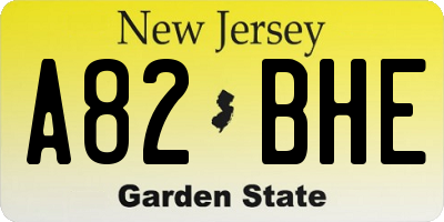 NJ license plate A82BHE