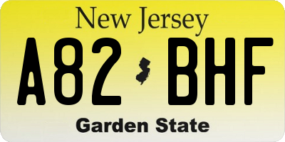 NJ license plate A82BHF