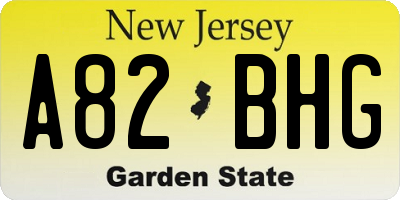 NJ license plate A82BHG