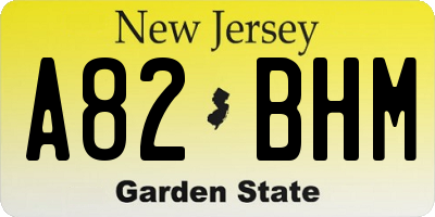 NJ license plate A82BHM