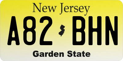 NJ license plate A82BHN