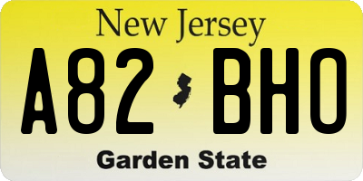 NJ license plate A82BHO