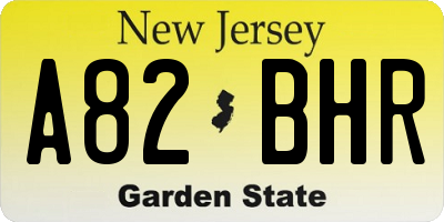 NJ license plate A82BHR