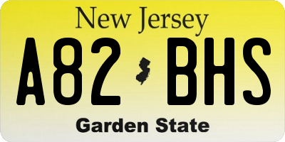 NJ license plate A82BHS