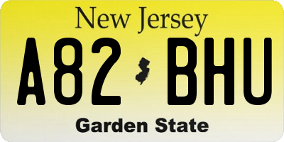 NJ license plate A82BHU