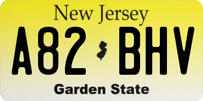 NJ license plate A82BHV