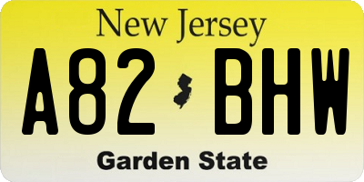 NJ license plate A82BHW