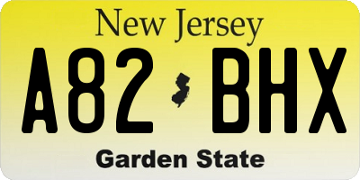 NJ license plate A82BHX
