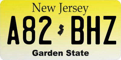 NJ license plate A82BHZ