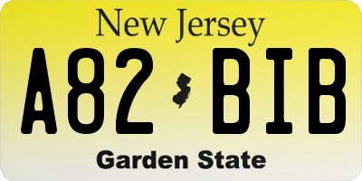NJ license plate A82BIB
