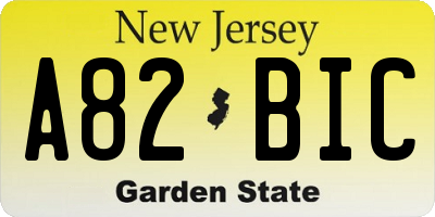 NJ license plate A82BIC