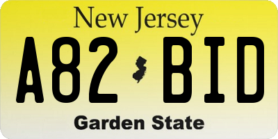 NJ license plate A82BID