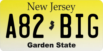 NJ license plate A82BIG