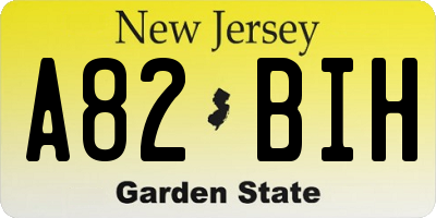 NJ license plate A82BIH
