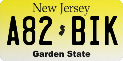 NJ license plate A82BIK