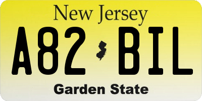 NJ license plate A82BIL
