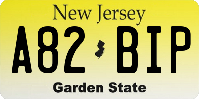 NJ license plate A82BIP