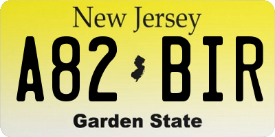 NJ license plate A82BIR