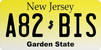 NJ license plate A82BIS