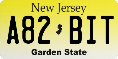 NJ license plate A82BIT