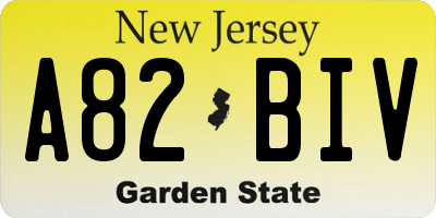 NJ license plate A82BIV