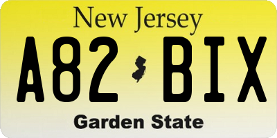 NJ license plate A82BIX