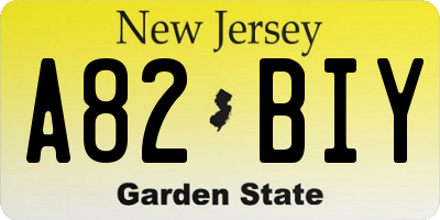 NJ license plate A82BIY