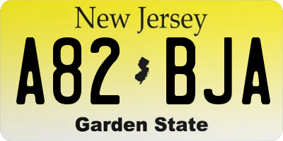 NJ license plate A82BJA