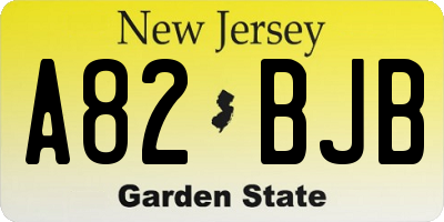 NJ license plate A82BJB