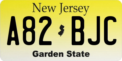NJ license plate A82BJC