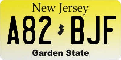 NJ license plate A82BJF