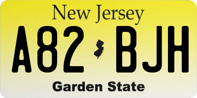 NJ license plate A82BJH