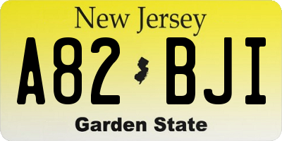 NJ license plate A82BJI