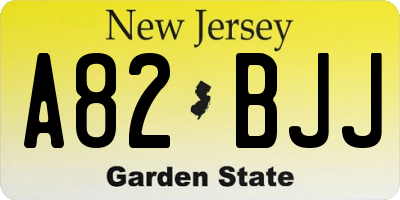 NJ license plate A82BJJ